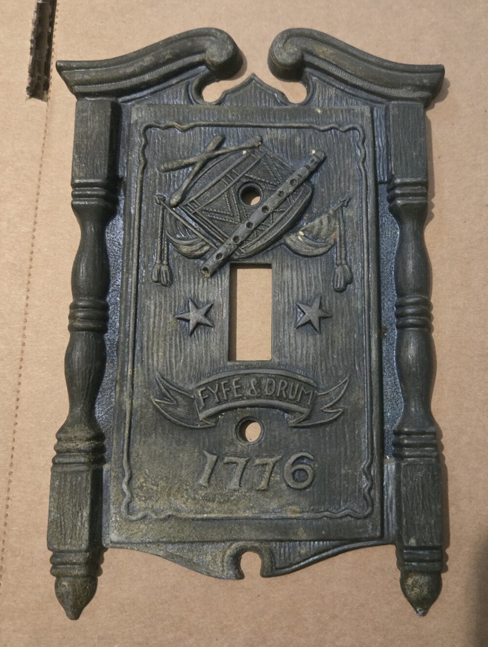 Antique Bronze-Style 1776 Fife & Drum Decorative Switch Plate